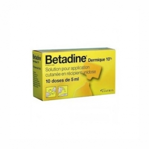 Betadine dermique 10 % solution pour application cutanée en 10 récipients unidose