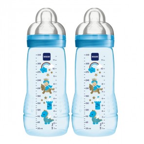 Mam easy active™ biberon 2ème âge bleu 330ml