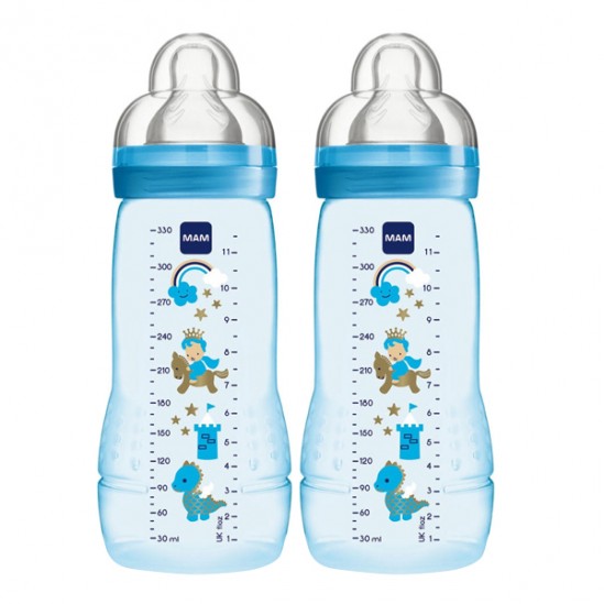 Mam easy active™ biberon 2ème âge bleu 330ml