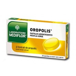 Mediflor Oropolis Pastilles adoucissantes pour la gorge Miel Citron x 20